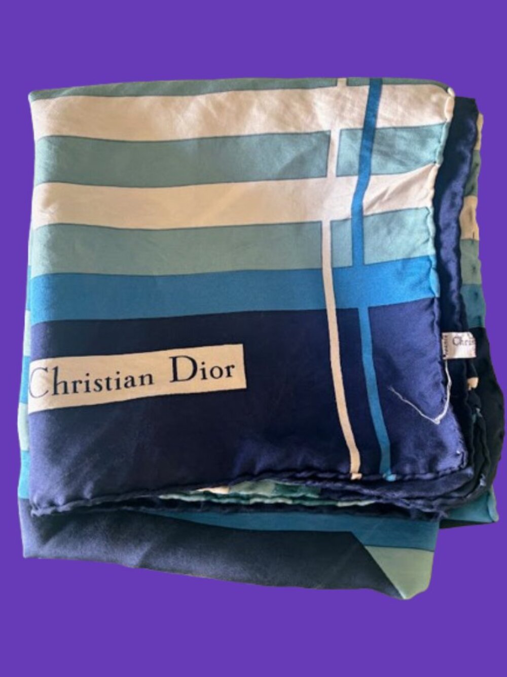Vintage Christian Dior Art Deco-Style Silk Scarf